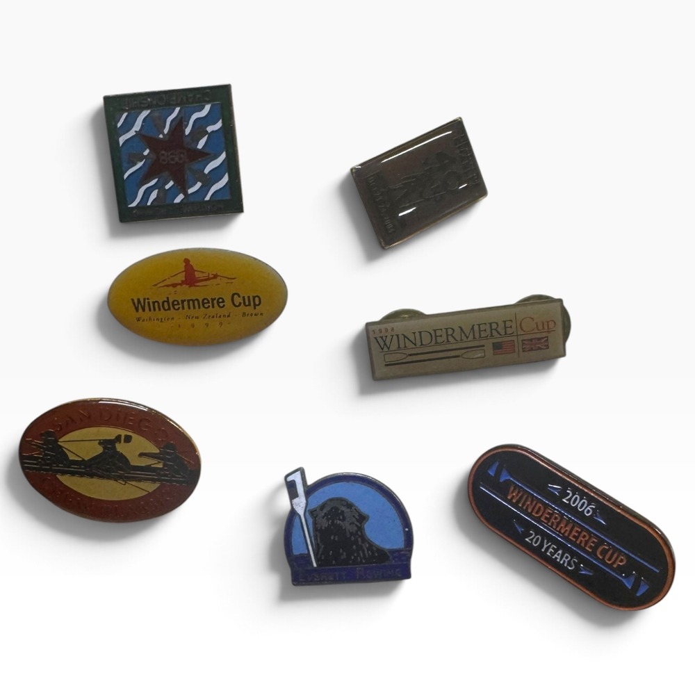 Vintage Rowing Regatta Pins Lot Windermere Cup Head of the Charles Crew Classic